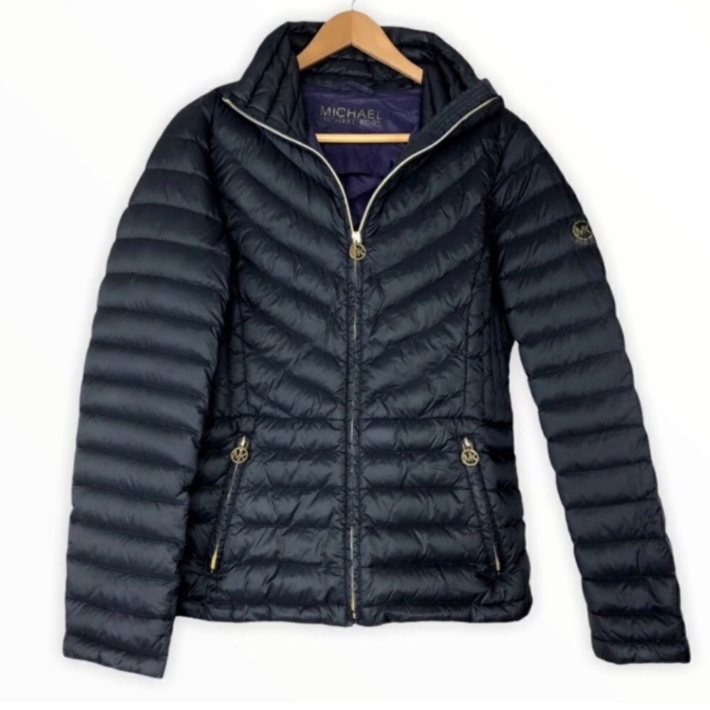 Michael Kors Coat Jacket Packable Blue Puffer Size Large Winter - Picture 2 of 7